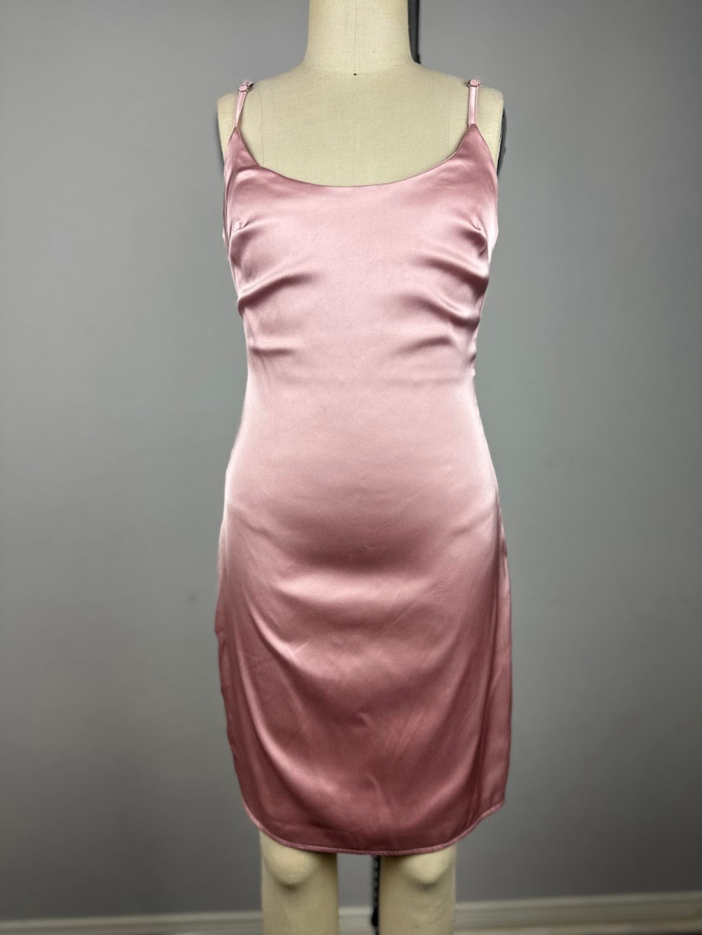 Missguided Satin Slip Dress Pink Petite Size 0 XS Y2K Mini